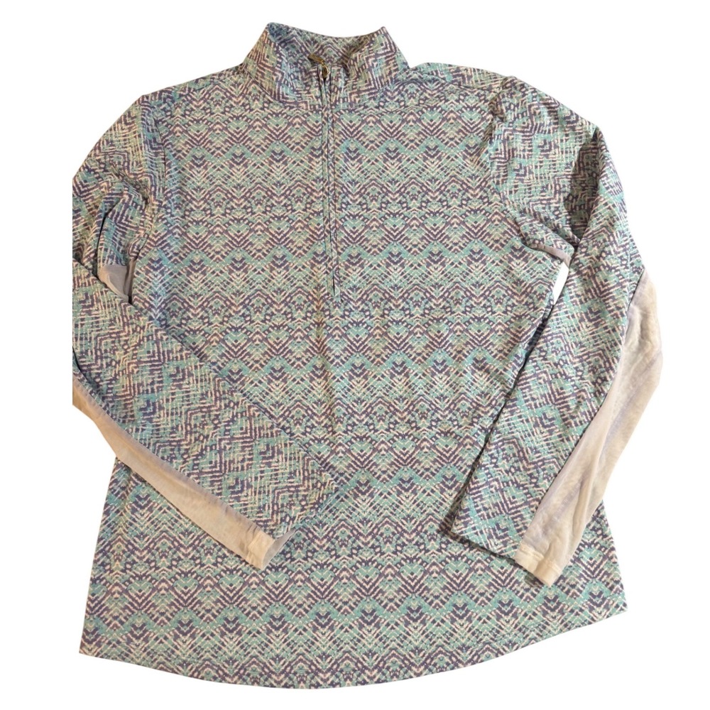 Cabana Life‎ Womens Quarter Zip Pullover Long Sleeve Sun Activewear Top Sz Large